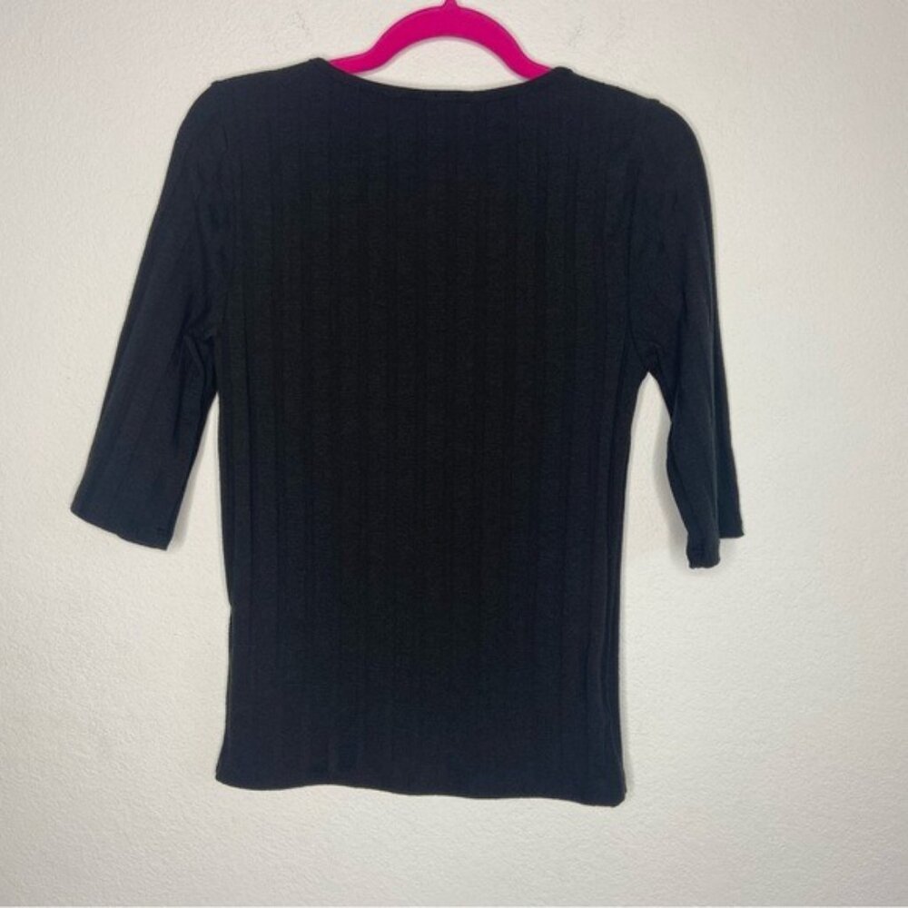 Free People Black Central Park Ribbed Top Size L - Picture 3 of 6